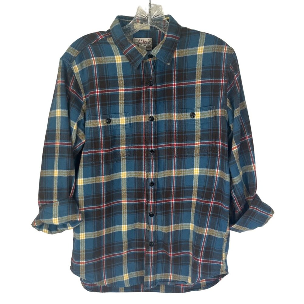 J Crew Mid Weight Flannel Shirt Womens Medium Blue Slim Fit